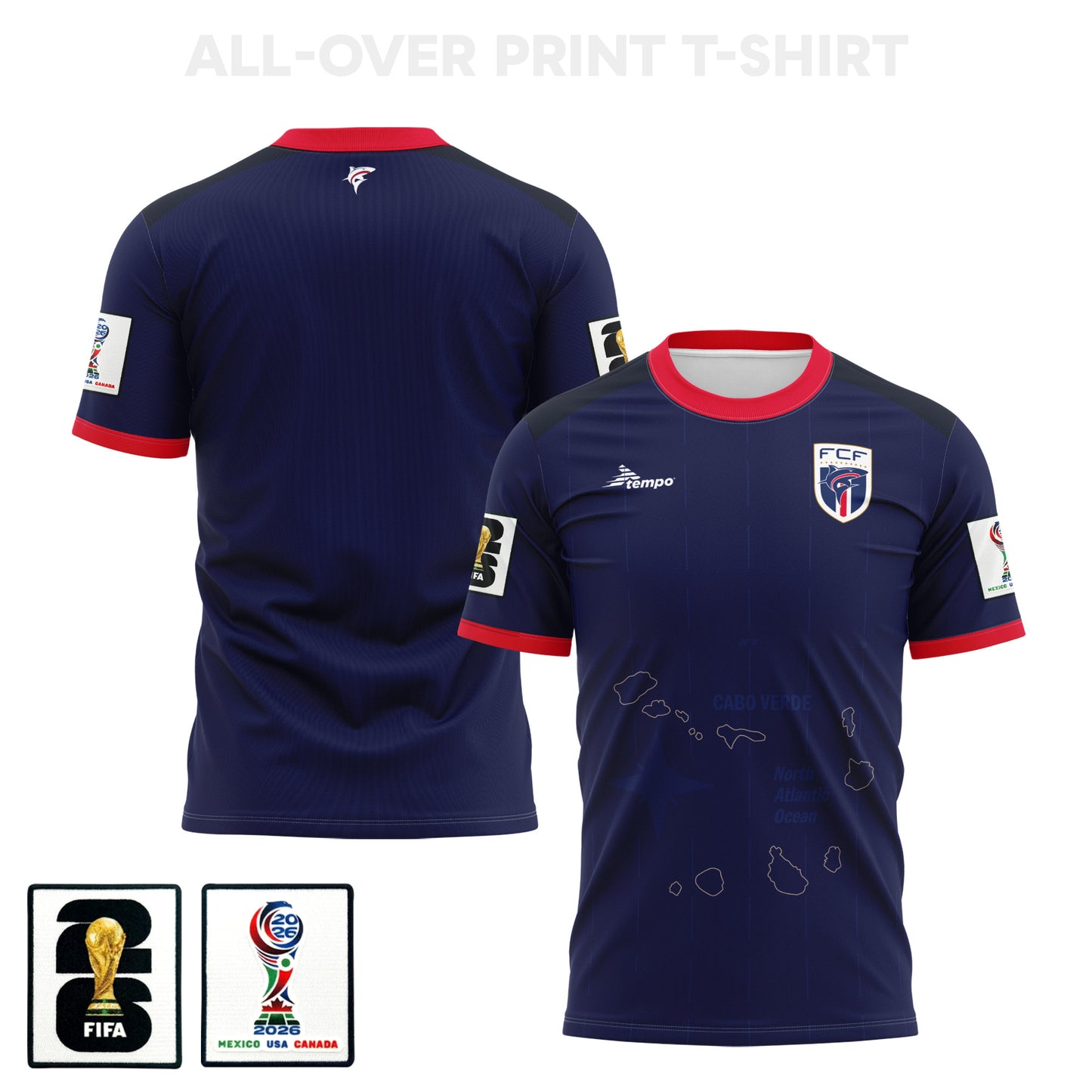 Cape Verde 2026 Home 3D T-Shirt Fully Printed – Unisex, Navy