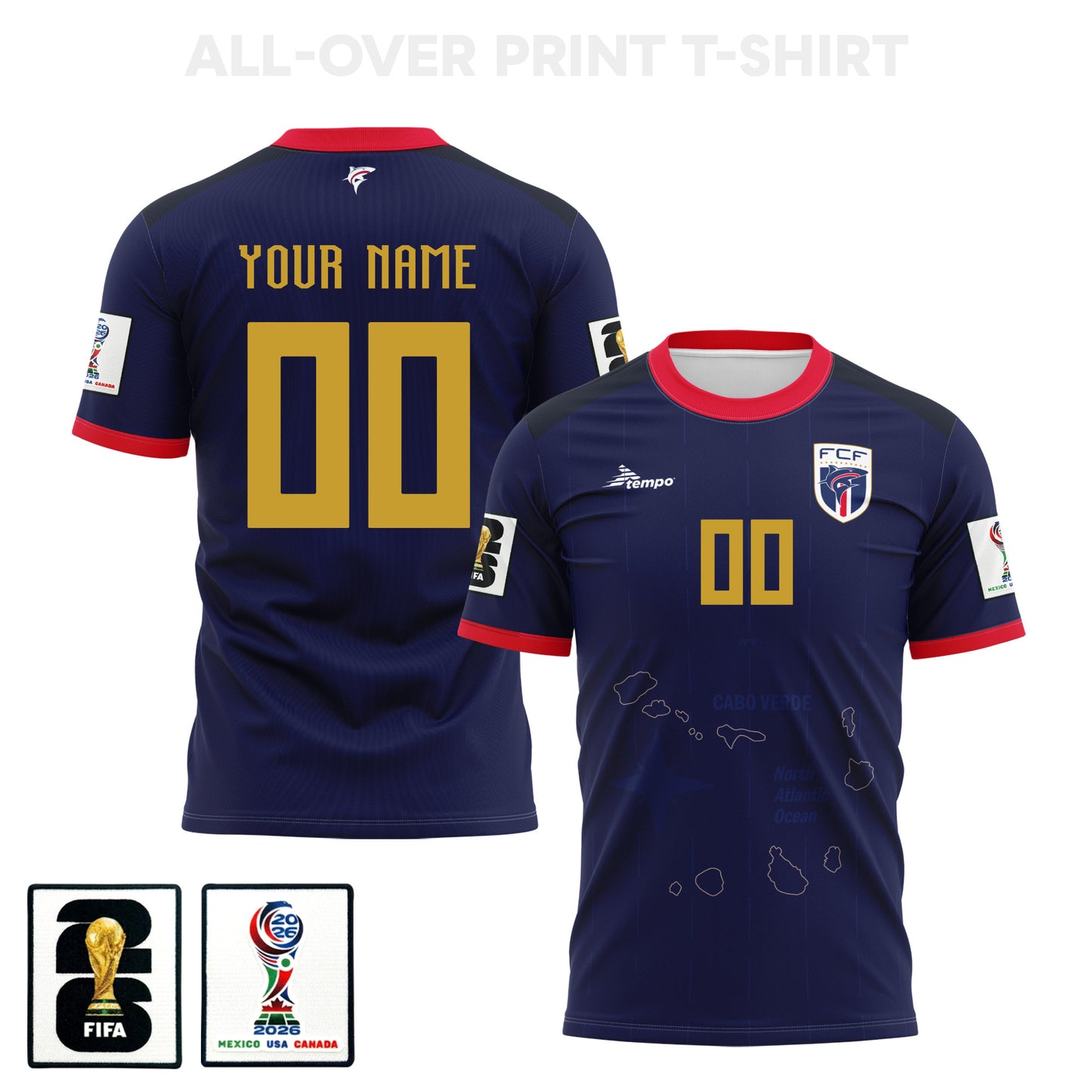 Cape Verde 2026 Personalized Home 3D T-Shirt Fully Printed – Unisex, Navy