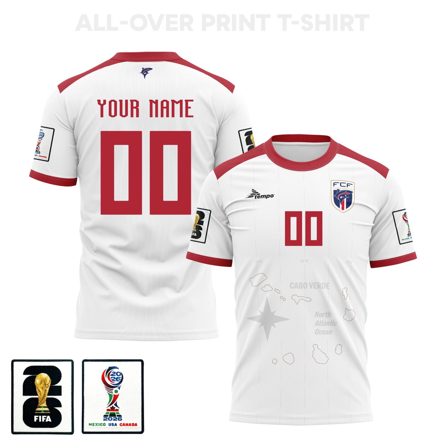 Cape Verde 2026 Personalized Away 3D T-Shirt Fully Printed – Unisex, White