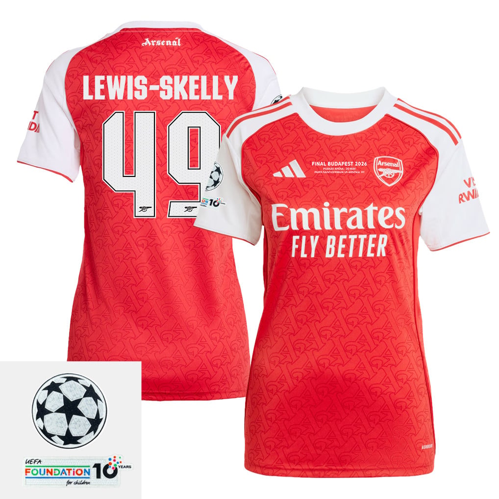Myles Lewis-Skelly 49 Arsenal 25/26 Final Match Details Edition Home Jersey - Women, Red