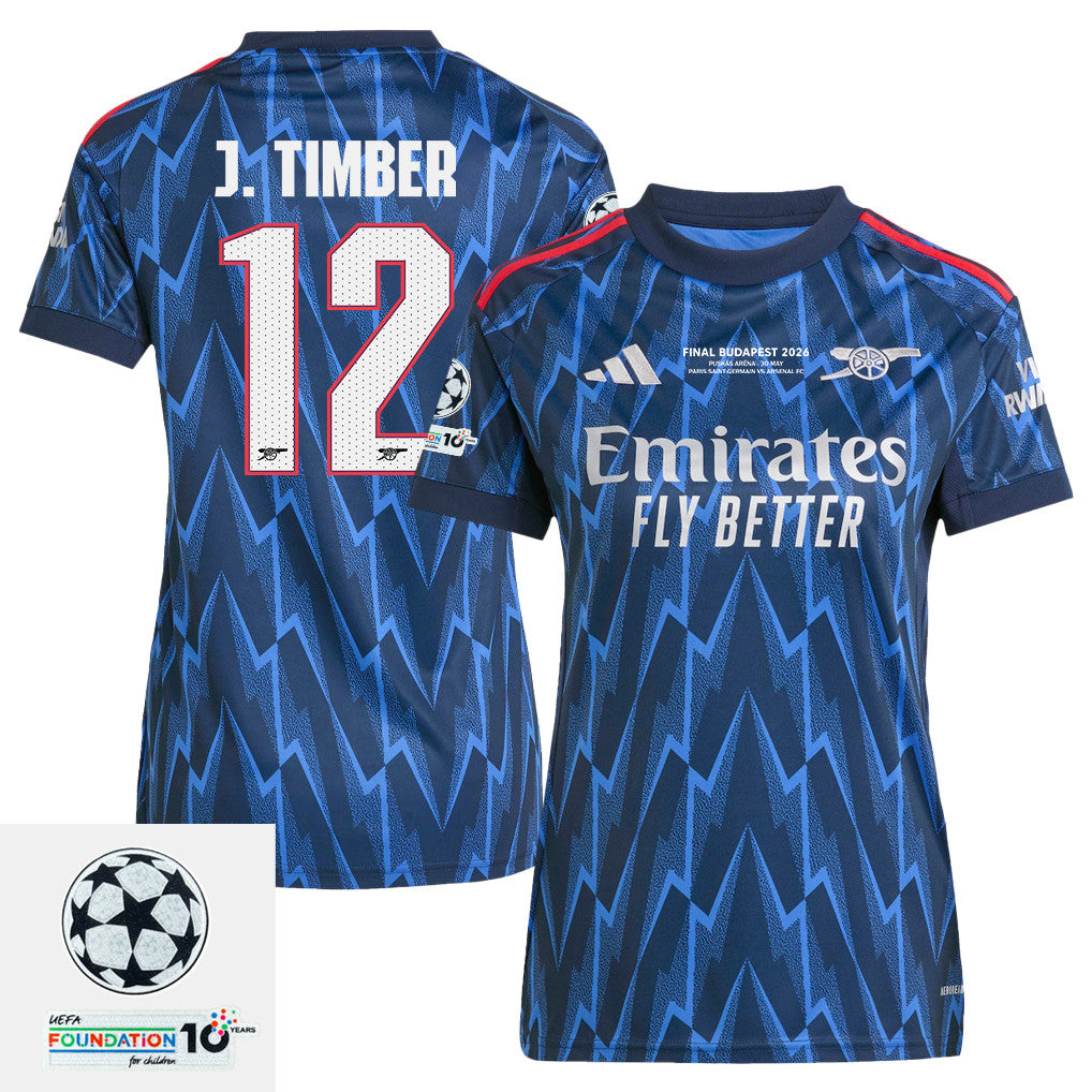 Jurriën Timber 12 Arsenal 25/26 Final Match Details Edition Away Jersey - Women, Navy