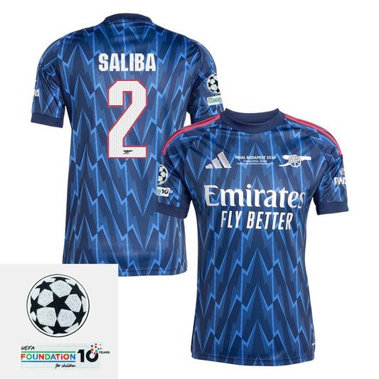 William Saliba 2 Arsenal 25/26 Away Jersey – Final Match Details Edition, Navy