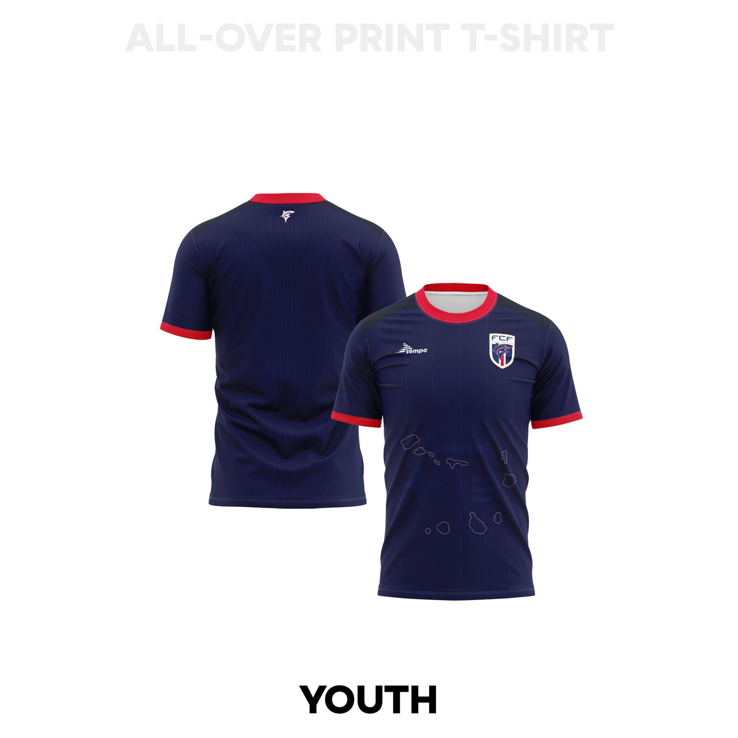 Cape Verde 2026 Youth Home 3D T-shirt Fully Printed – Navy