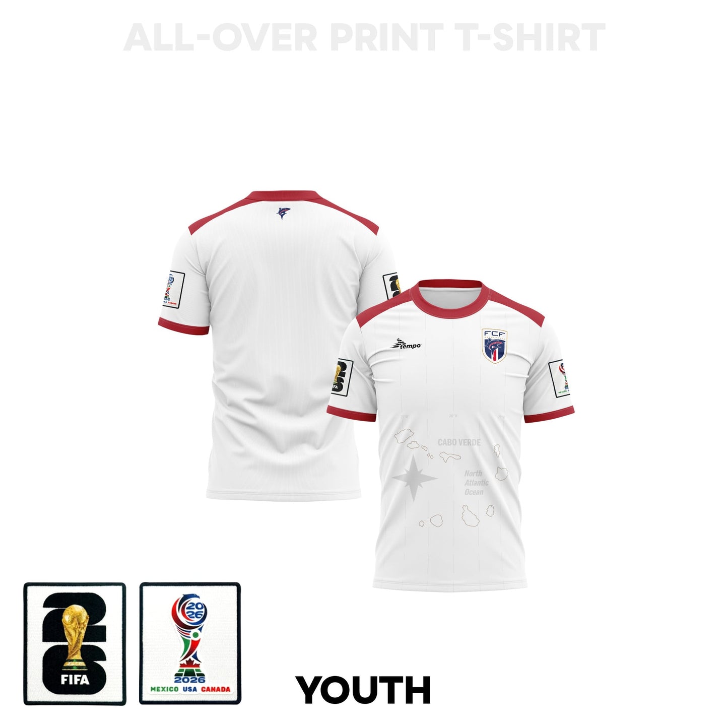 Cape Verde 2026 Youth Away 3D T-shirt Fully Printed – White