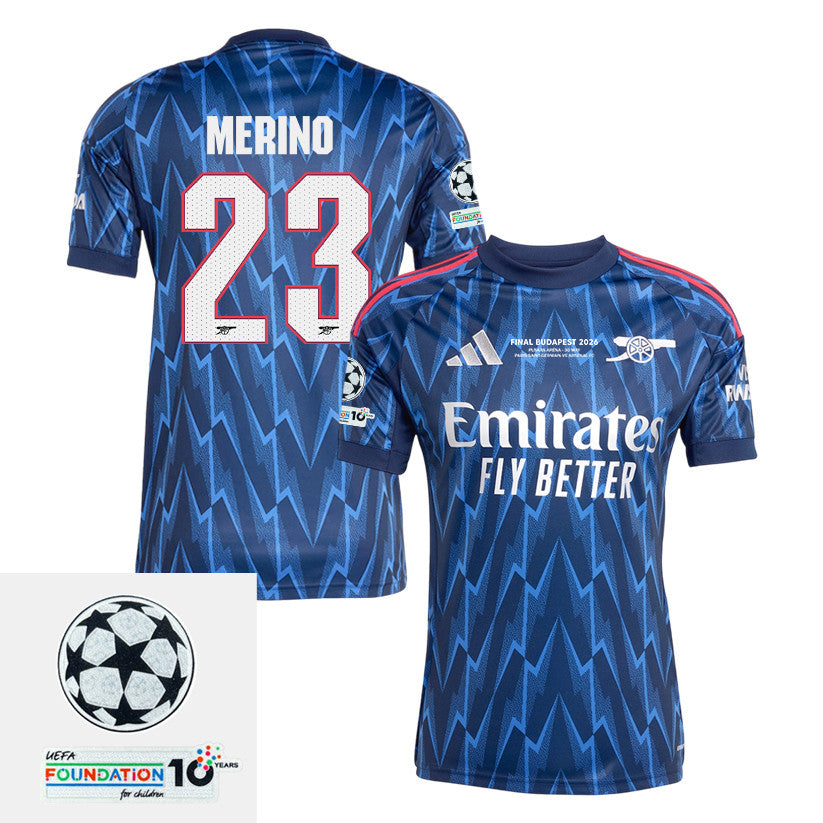 Mikel Merino 23 Arsenal 25/26 Away Jersey – Final Match Details Edition, Navy