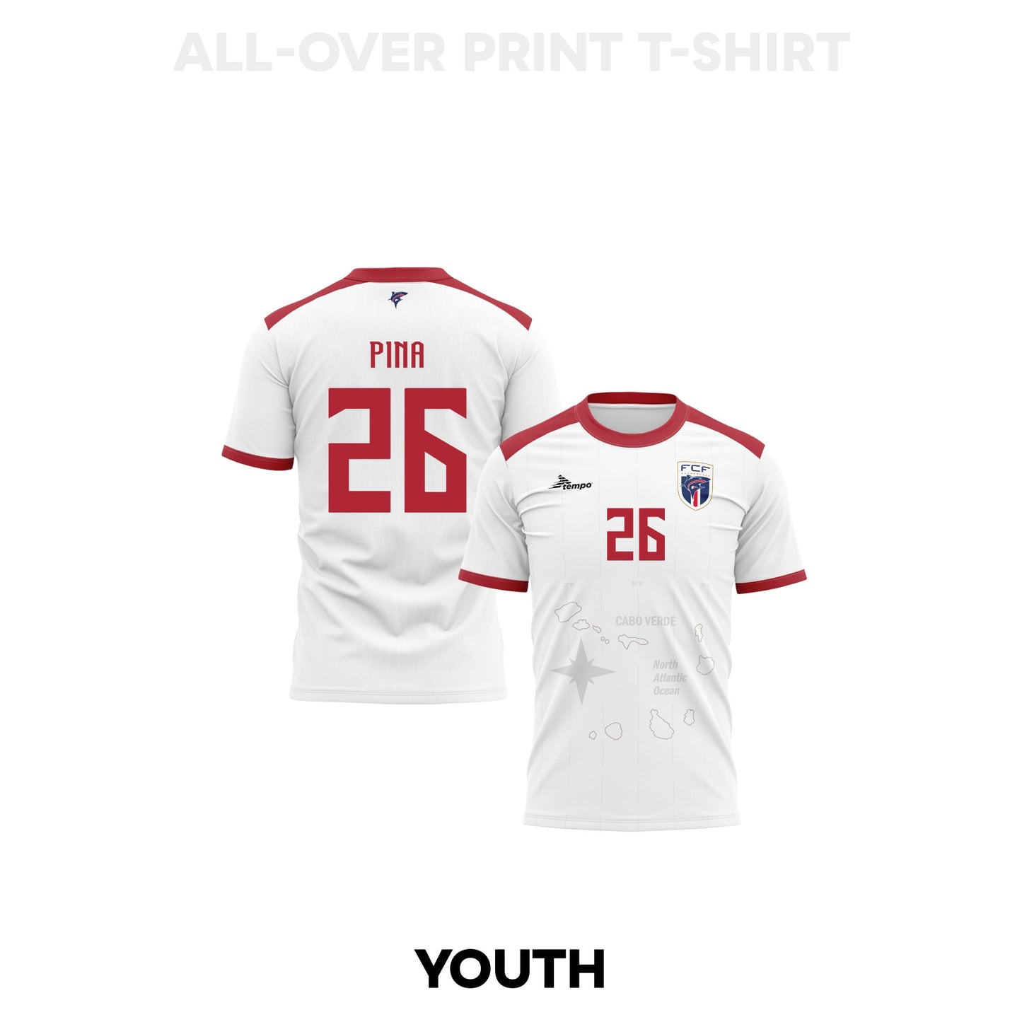 Kevin Pina 26 Cape Verde 2026 Youth Away 3D T-shirt Fully Printed – White