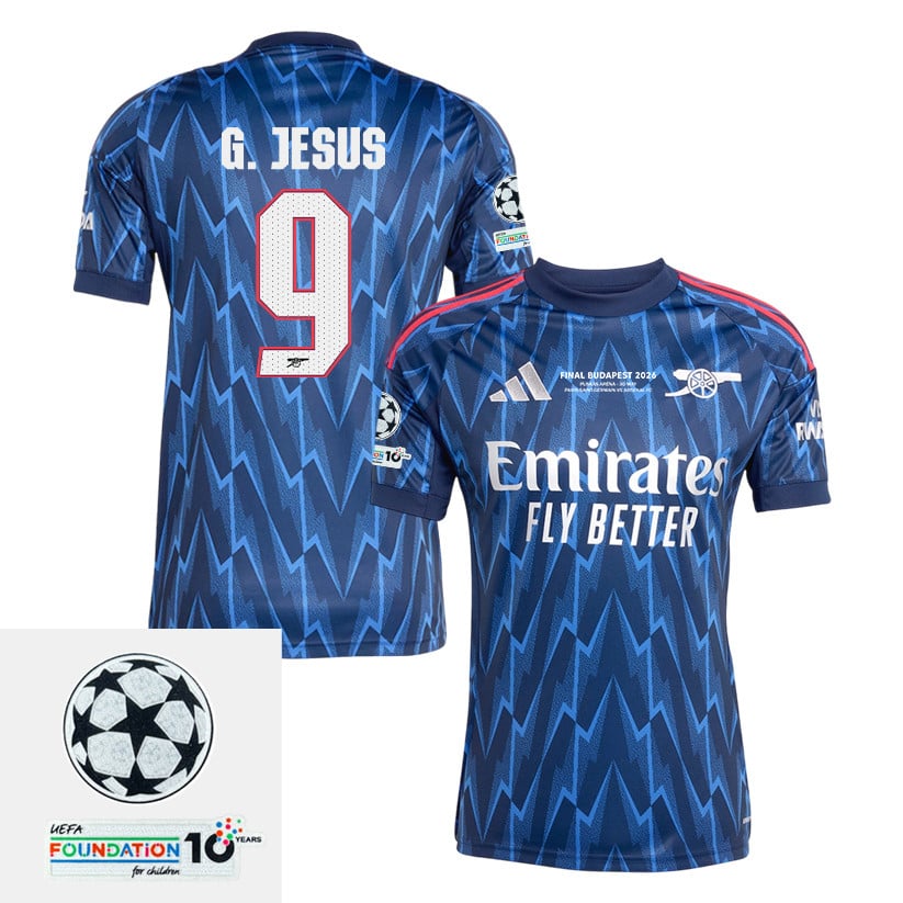 Gabriel Jesus 9 Arsenal 25/26 Away Jersey – Final Match Details Edition, Navy