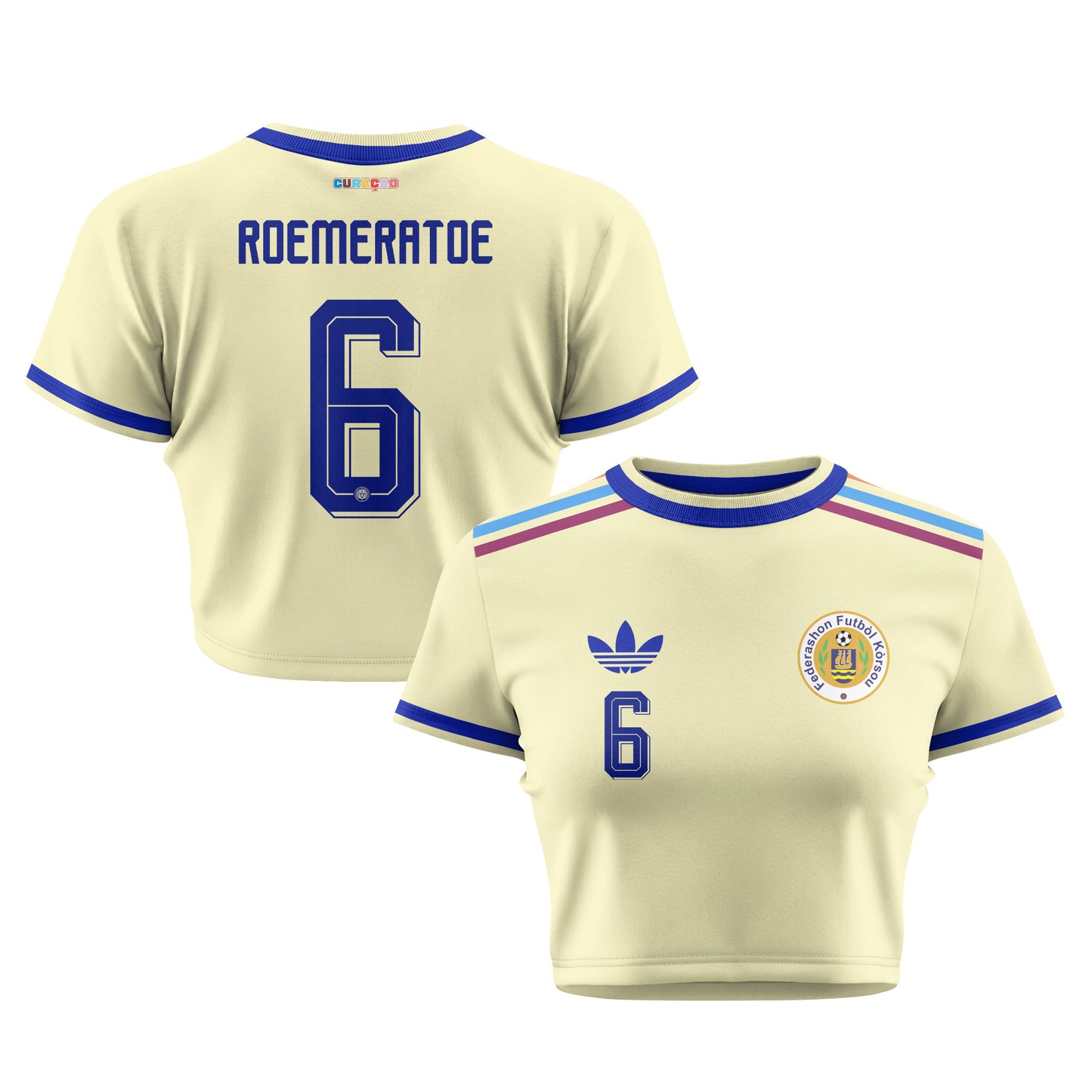 Godfried Roemeratoe 6 Curaçao 2026 Women's Away All-Over Print Cropped Jersey - Yellow