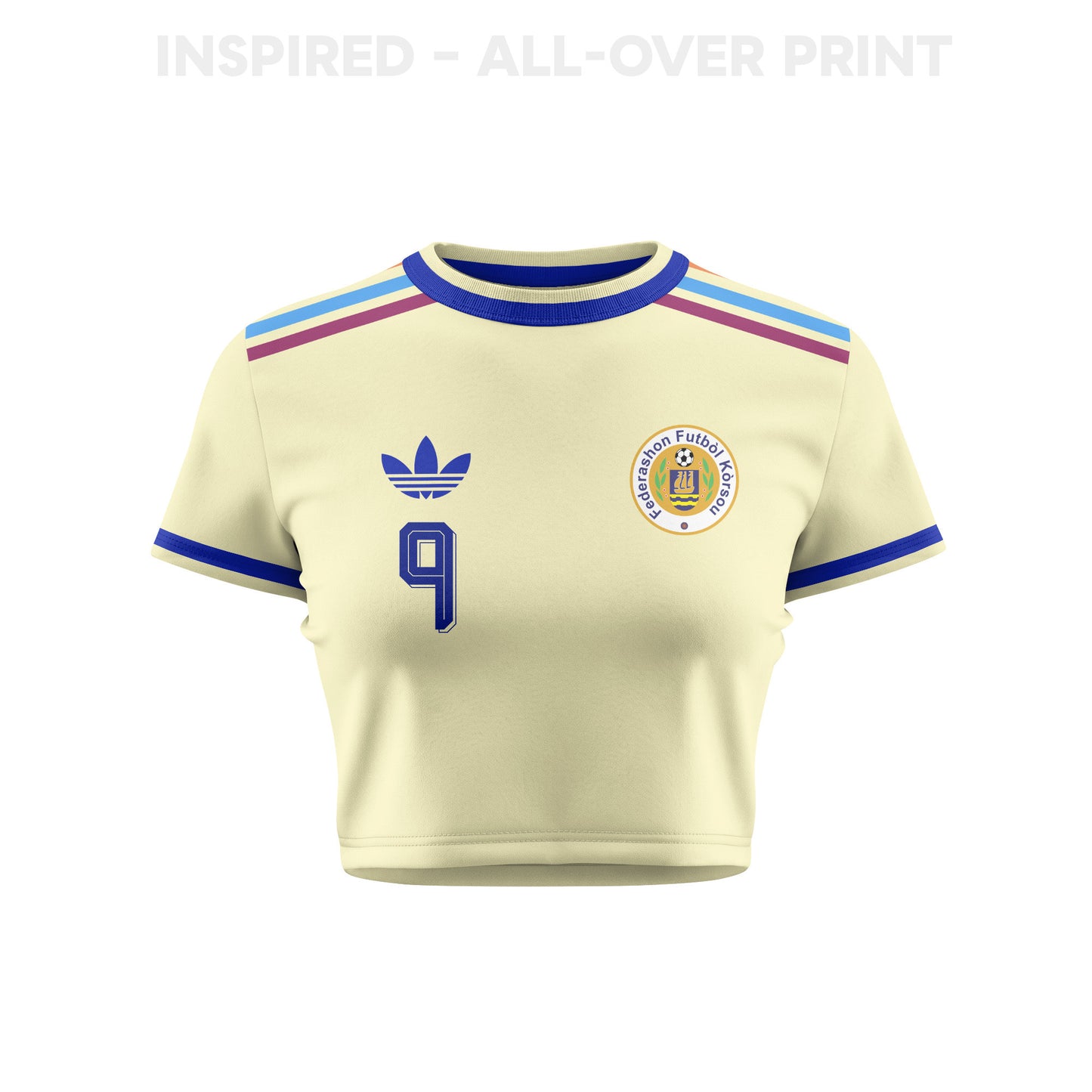 Gervane Kastaneer 9 Curaçao 2026 Women's Away All-Over Print Cropped Jersey - Yellow