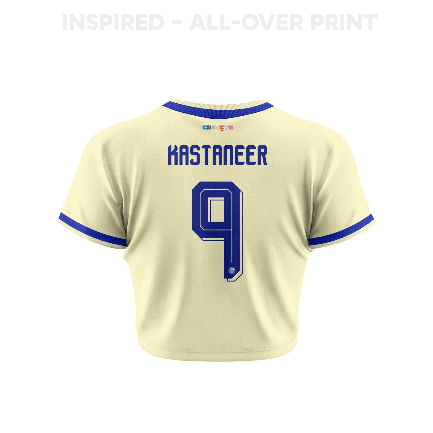 Gervane Kastaneer 9 Curaçao 2026 Women's Away All-Over Print Cropped Jersey - Yellow