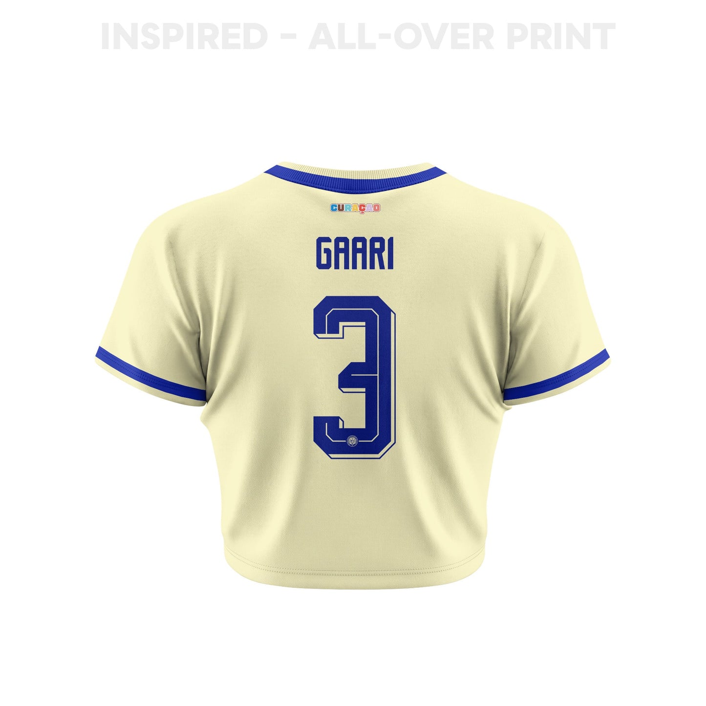 Juriën Gaari 3 Curaçao 2026 Women's Away All-Over Print Cropped Jersey - Yellow