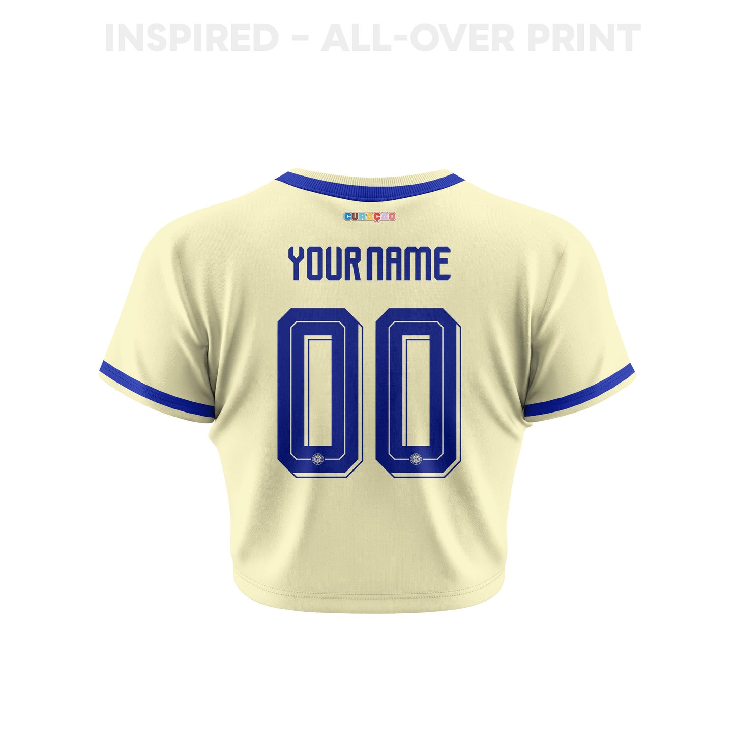 Curaçao 2026 Personalized Women's Away All-Over Print Cropped Jersey - Yellow