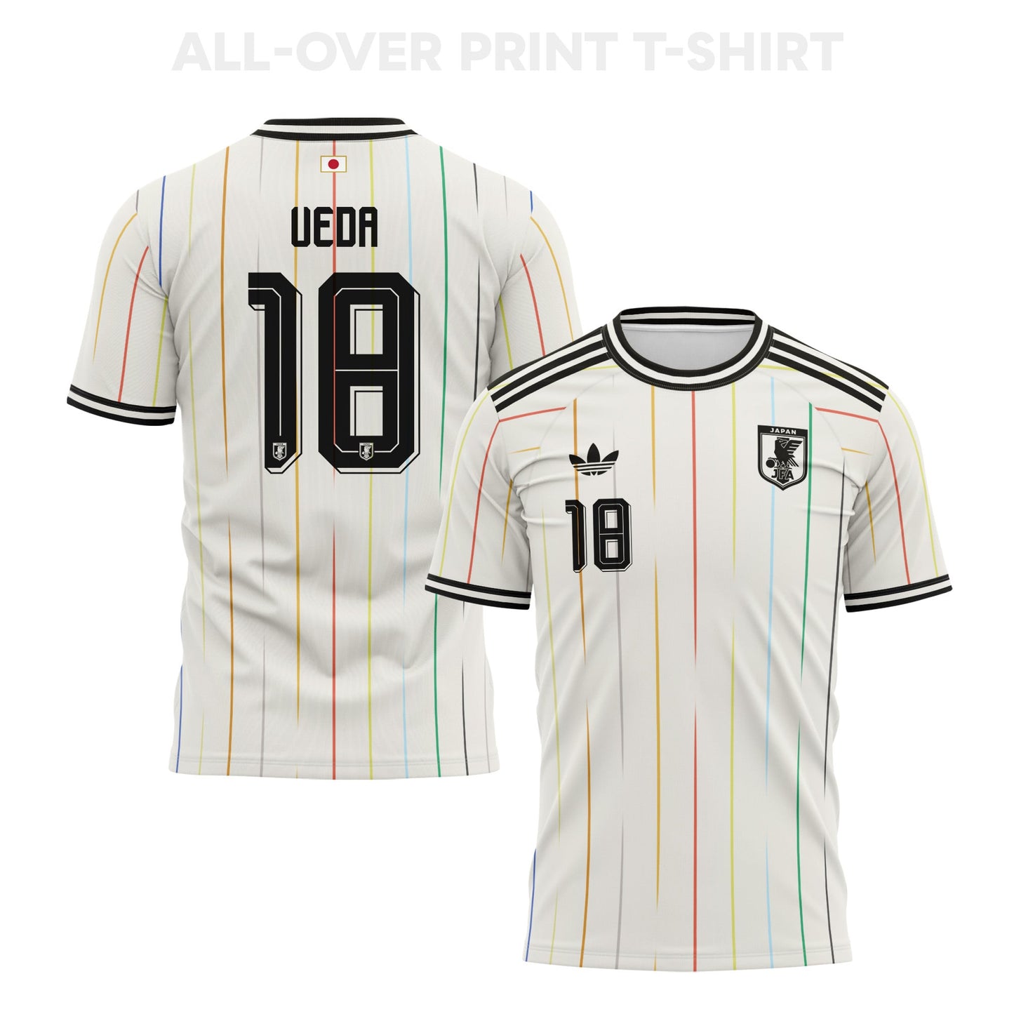 Ayase Ueda 18 Japan 2026 Away 3D T-Shirt Fully Printed – Unisex, White