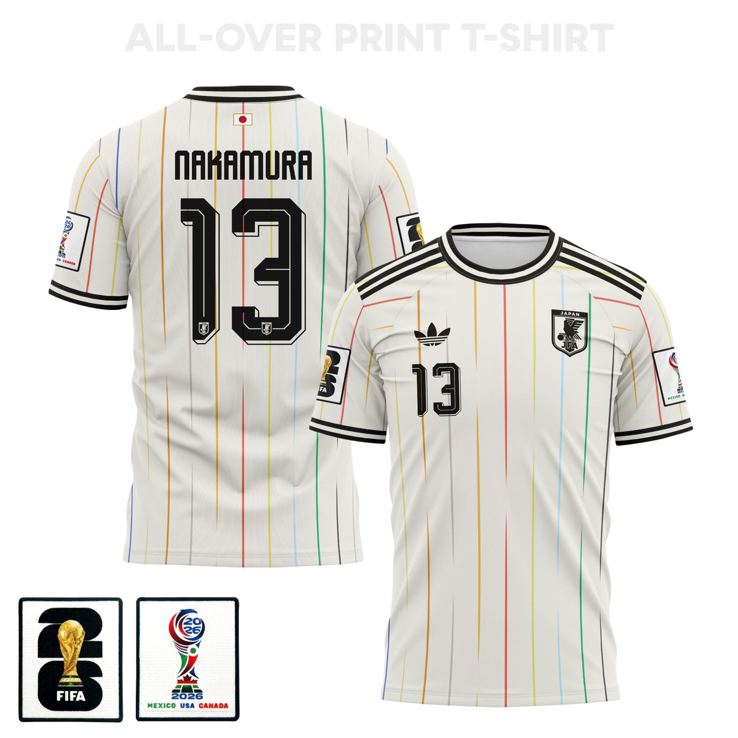 Keito Nakamura 13 Japan 2026 Away 3D T-Shirt Fully Printed – Unisex, White