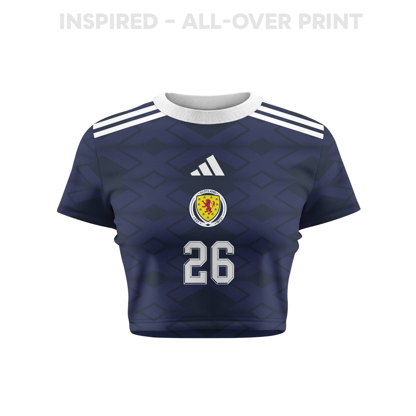 Scott McKenna 26 Scotland 2026 Women's Home All-Over Print Cropped Jersey - Navy