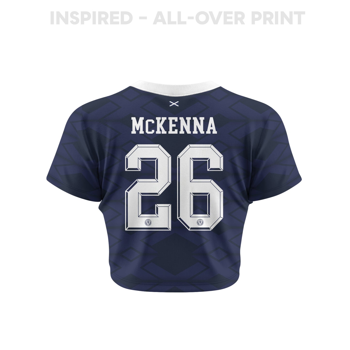 Scott McKenna 26 Scotland 2026 Women's Home All-Over Print Cropped Jersey - Navy