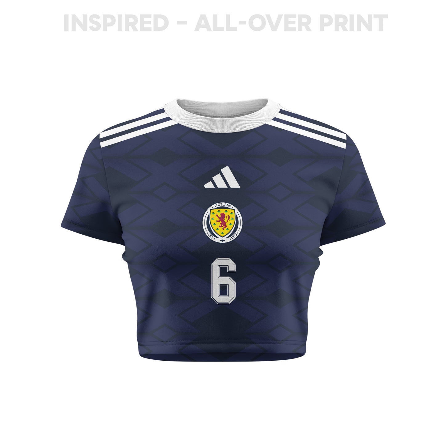 Kieran Tierney 6 Scotland 2026 Women's Home All-Over Print Cropped Jersey - Navy
