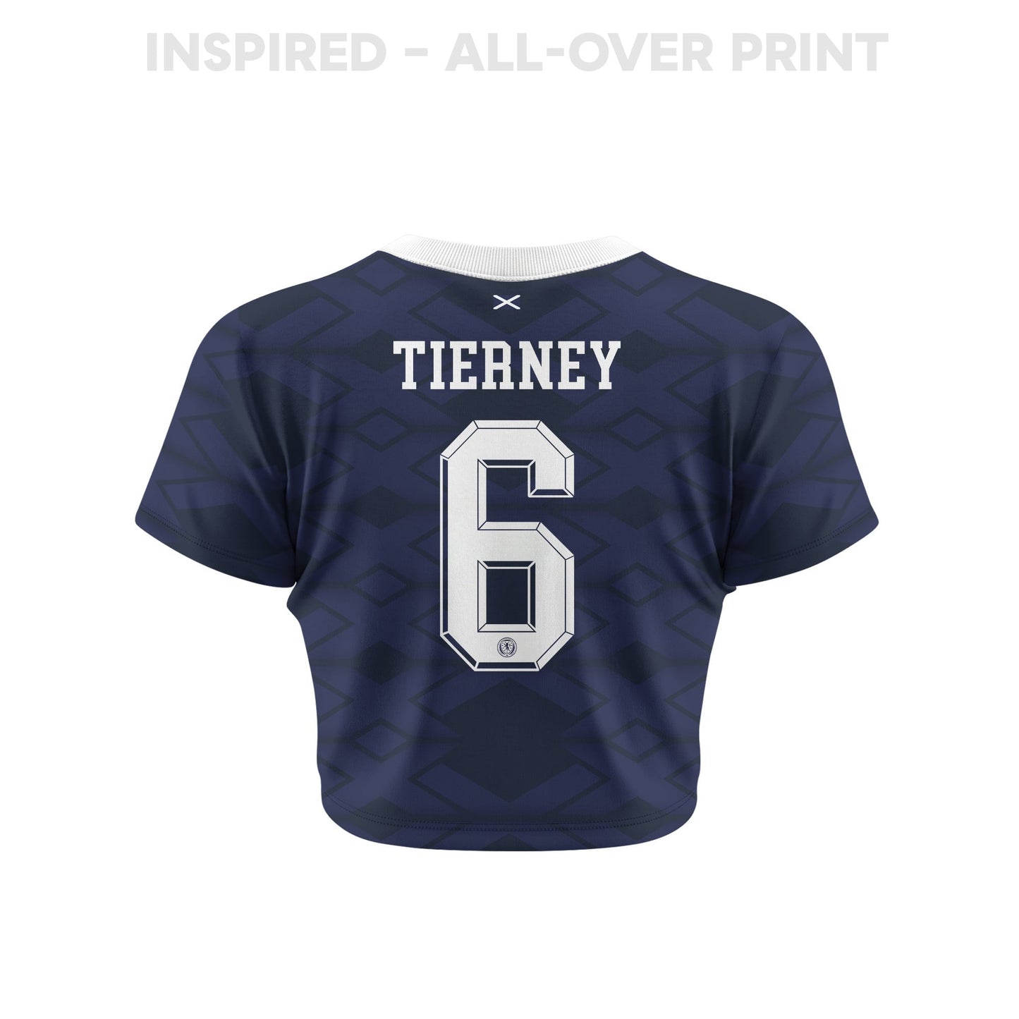Kieran Tierney 6 Scotland 2026 Women's Home All-Over Print Cropped Jersey - Navy