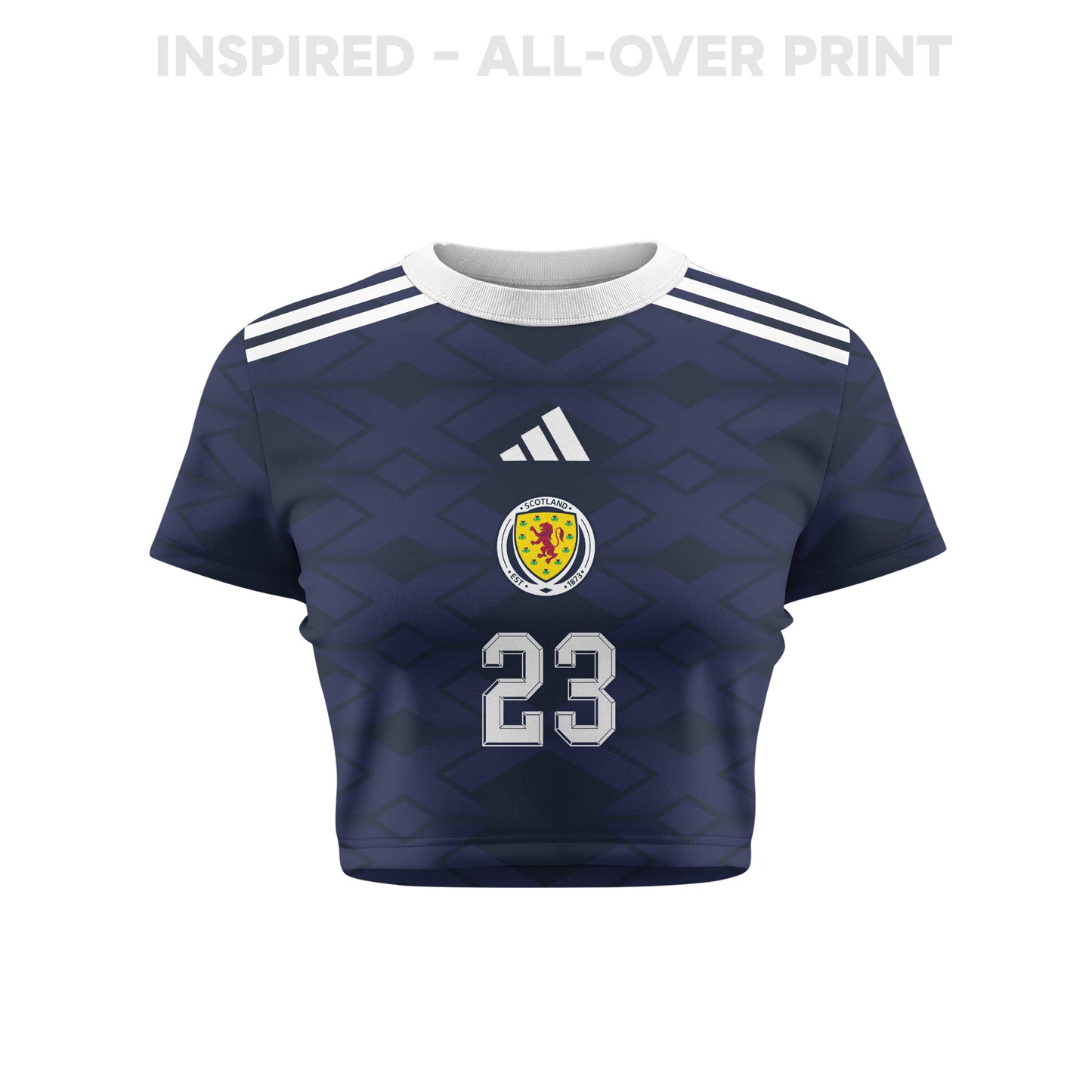 Kenny McLean 23 Scotland 2026 Women's Home All-Over Print Cropped Jersey - Navy