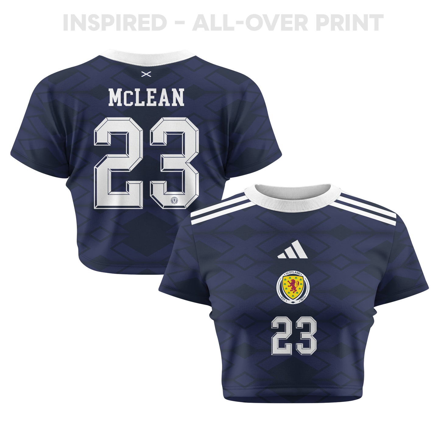 Kenny McLean 23 Scotland 2026 Women's Home All-Over Print Cropped Jersey - Navy