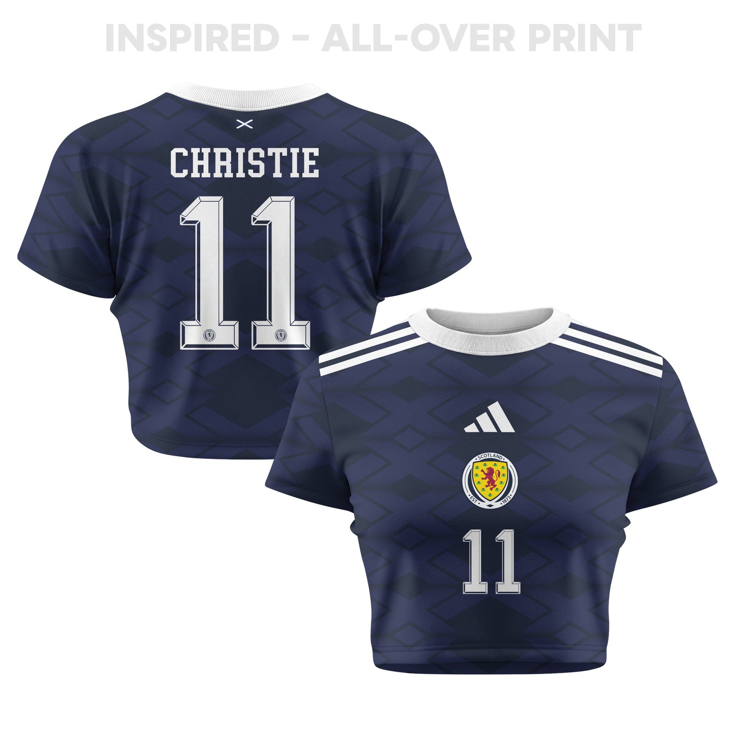 Ryan Christie 11 Scotland 2026 Women's Home All-Over Print Cropped Jersey - Navy
