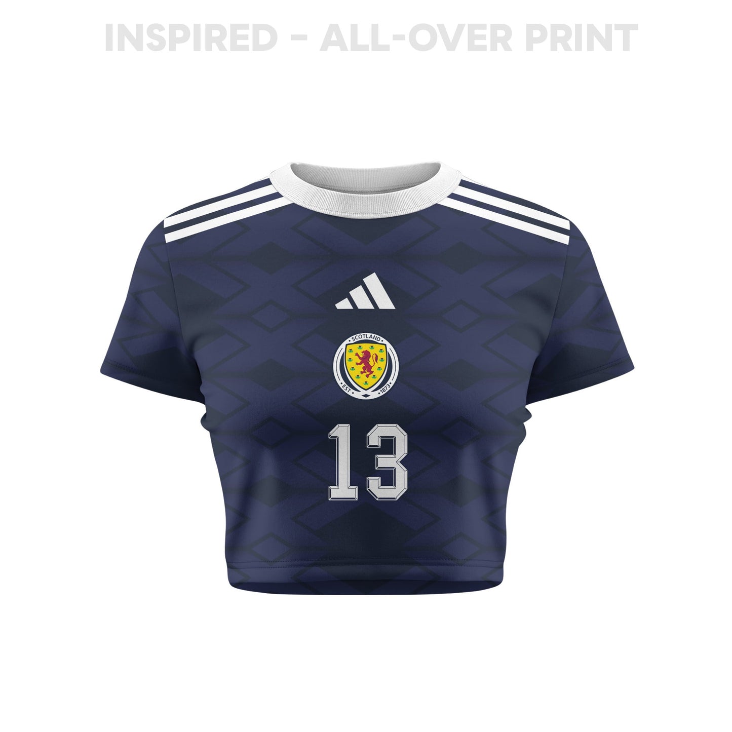 Jack Hendry 13 Scotland 2026 Women's Home All-Over Print Cropped Jersey - Navy