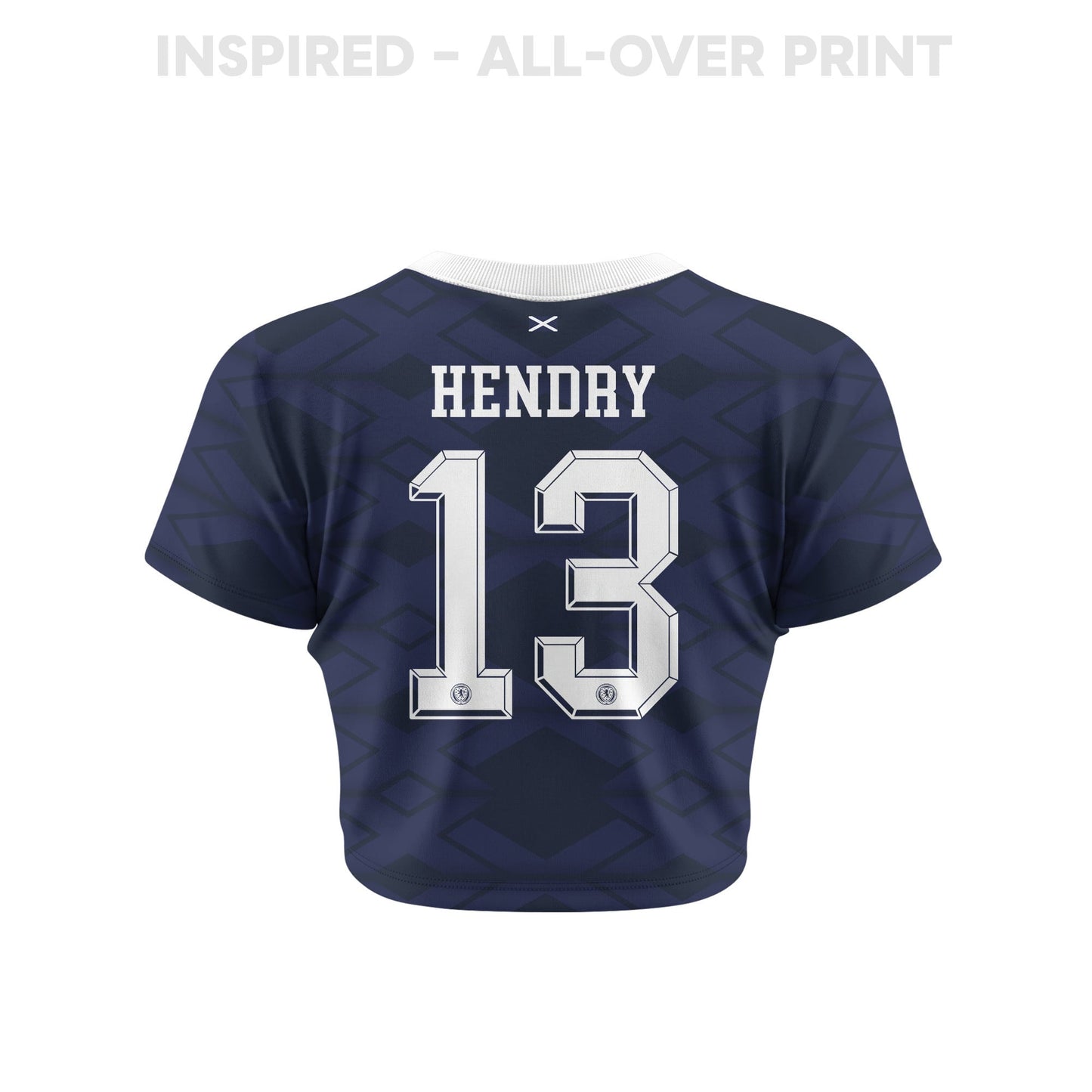 Jack Hendry 13 Scotland 2026 Women's Home All-Over Print Cropped Jersey - Navy