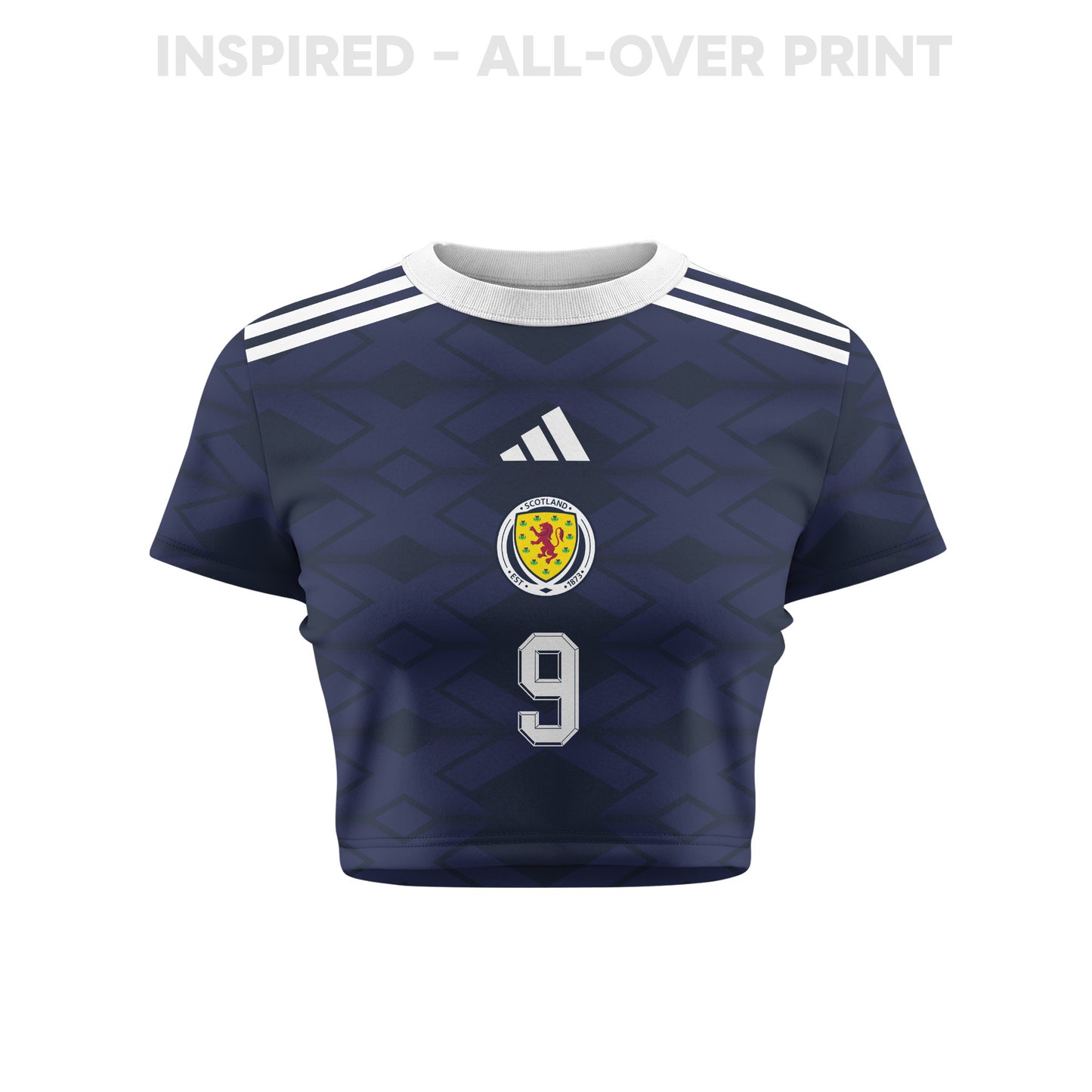 Lawrence Shankland 9 Scotland 2026 Women's Home All-Over Print Cropped Jersey - Navy
