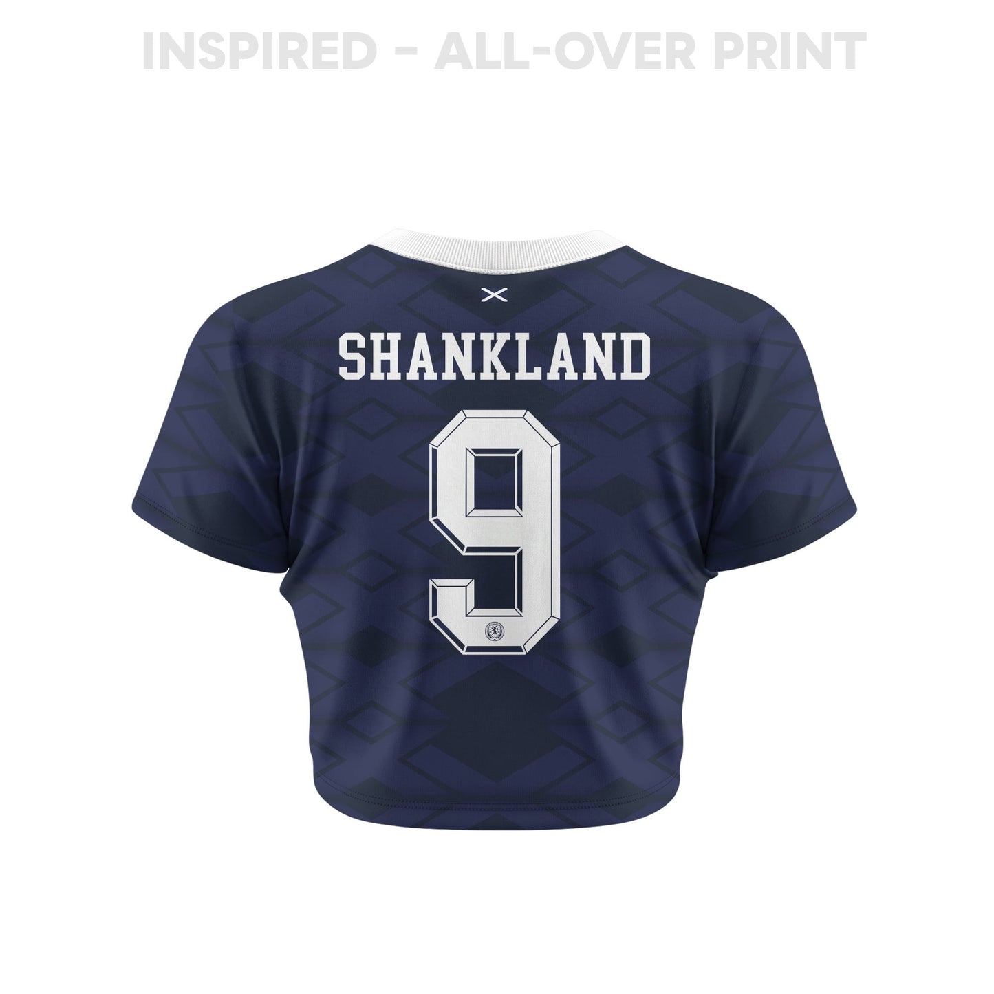 Lawrence Shankland 9 Scotland 2026 Women's Home All-Over Print Cropped Jersey - Navy