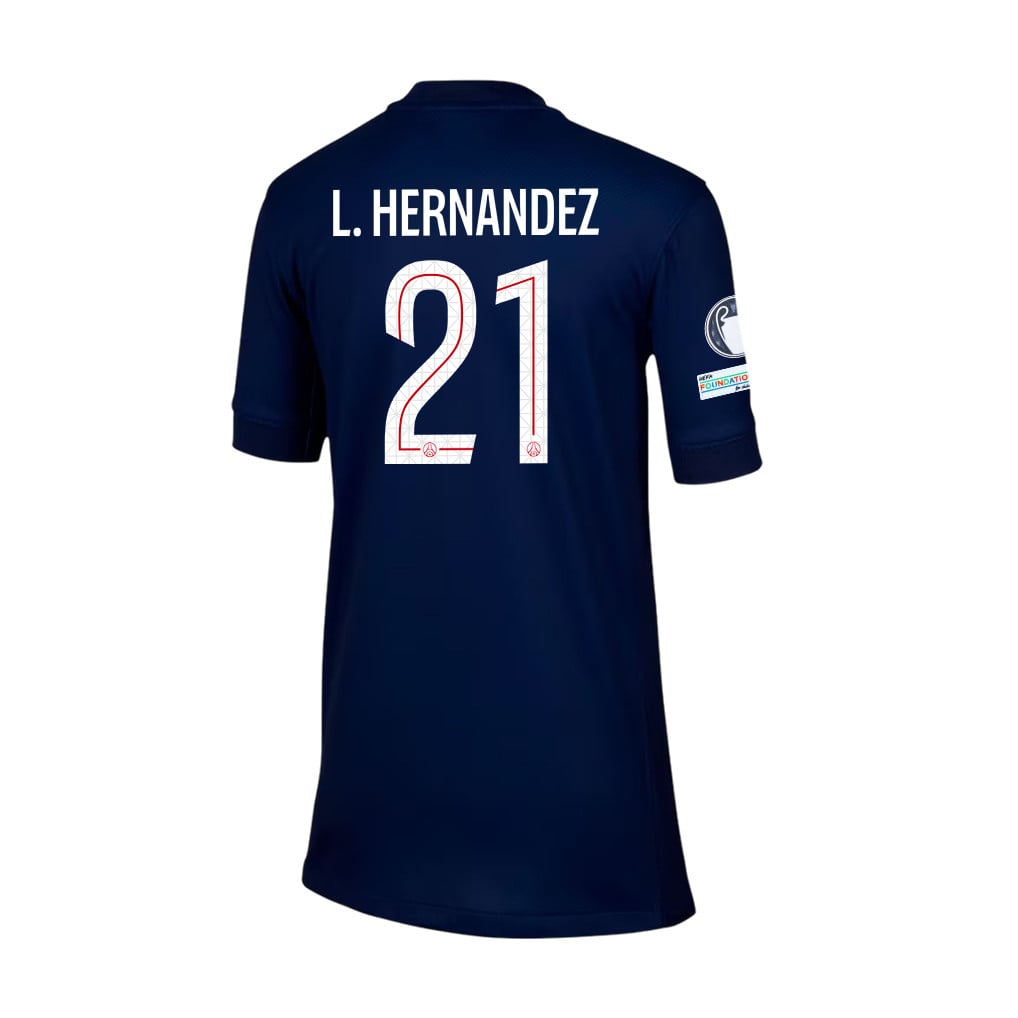 Lucas Hernández 21 Paris Saint-Germain 2025/26 Final Match Detail Home Jersey – YOUTH, Navy
