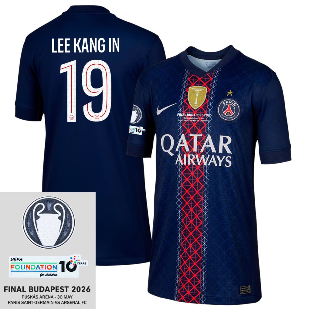 Kang-in Lee 19 Paris Saint-Germain 2025/26 Final Match Detail Home Jersey – YOUTH, Navy