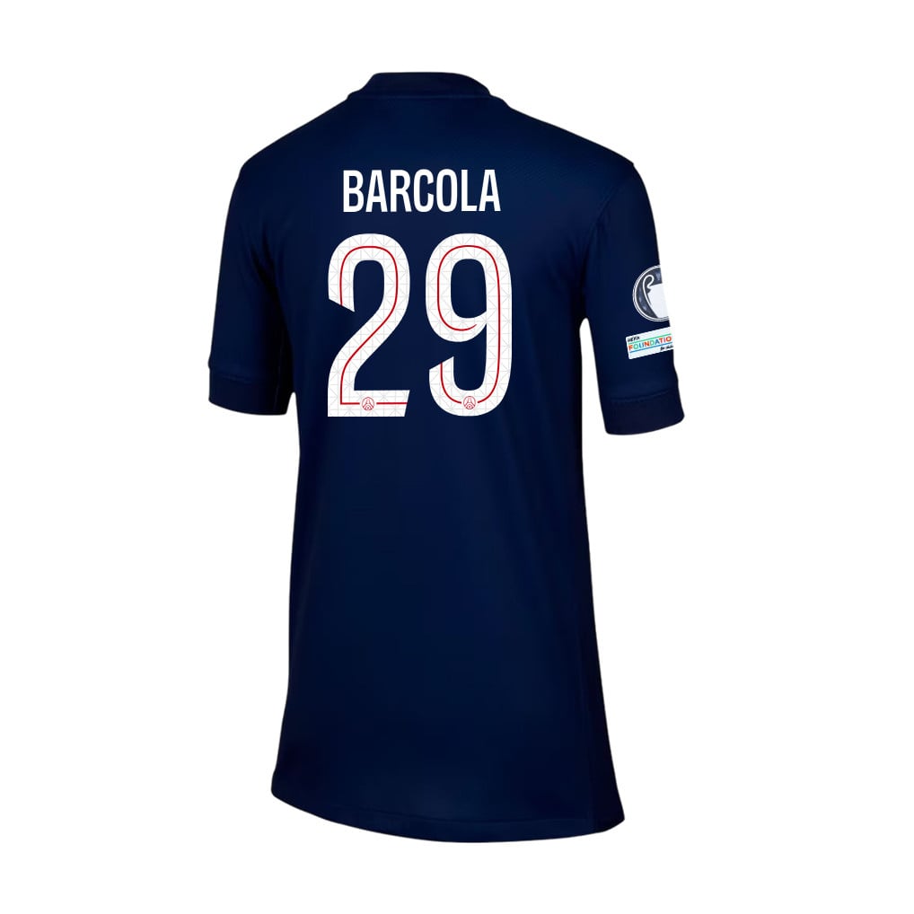 Bradley Barcola 29 Paris Saint-Germain 2025/26 Final Match Detail Home Jersey – YOUTH, Navy