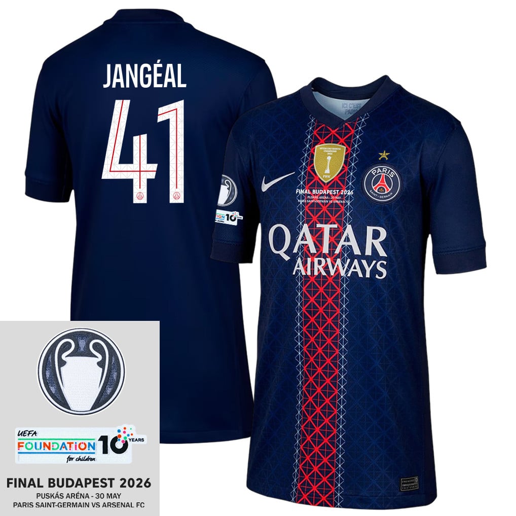 Mathis Jangeal 41 Paris Saint-Germain 2025/26 Final Match Detail Home Jersey – YOUTH, Navy