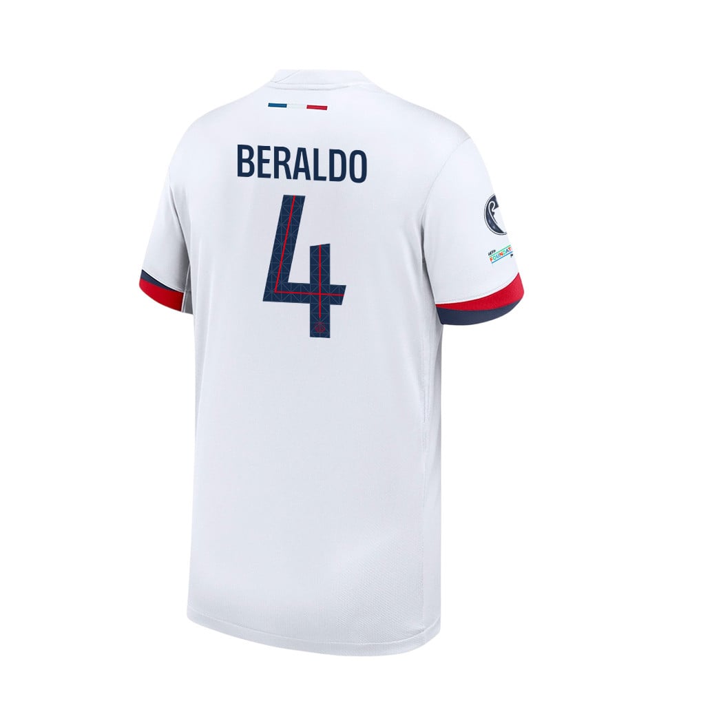 Lucas Beraldo 4 Paris Saint-Germain 2025/26 Final Match Detail Away Jersey – YOUTH, White