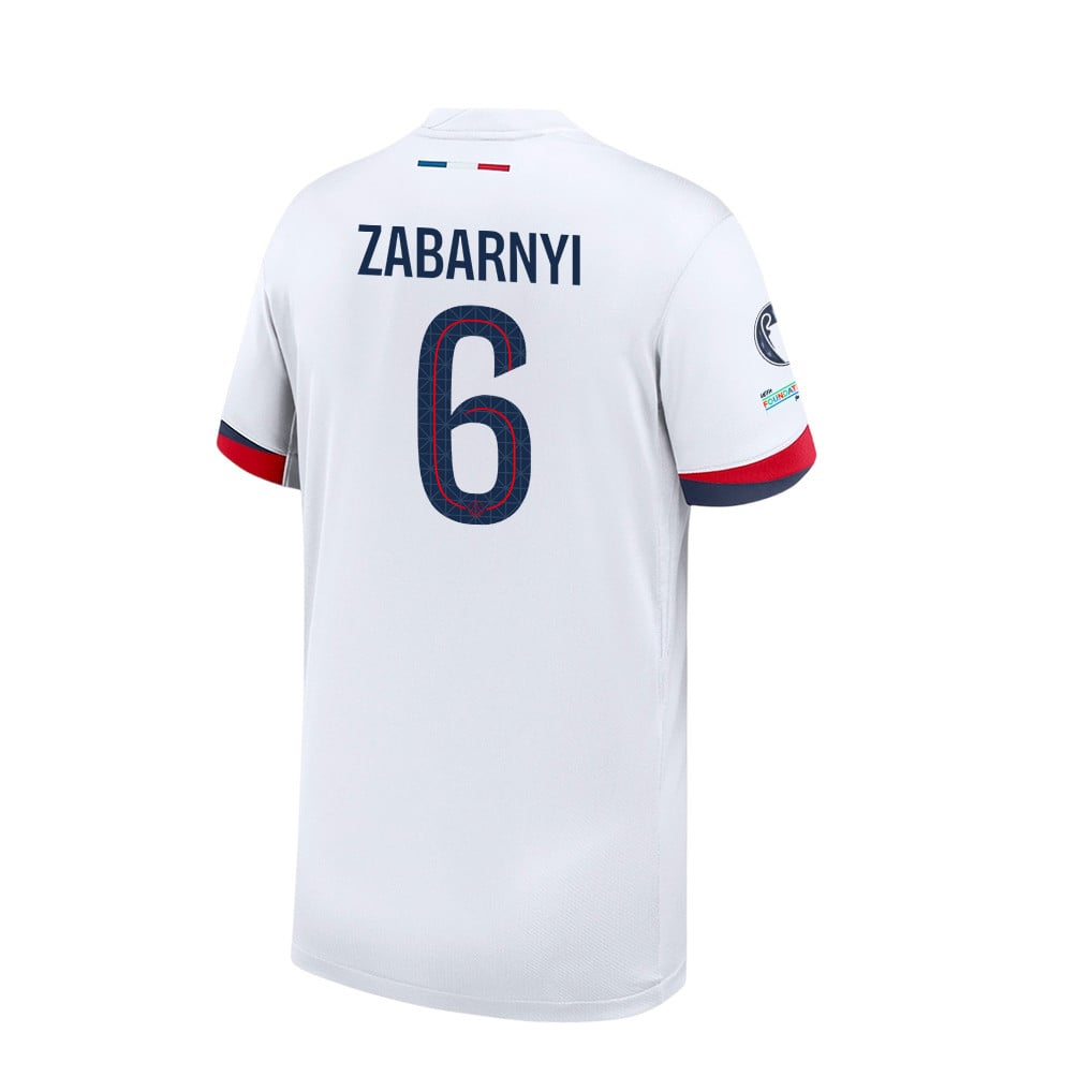 Illia Zabarnyi 6 Paris Saint-Germain 2025/26 Final Match Detail Away Jersey – YOUTH, White