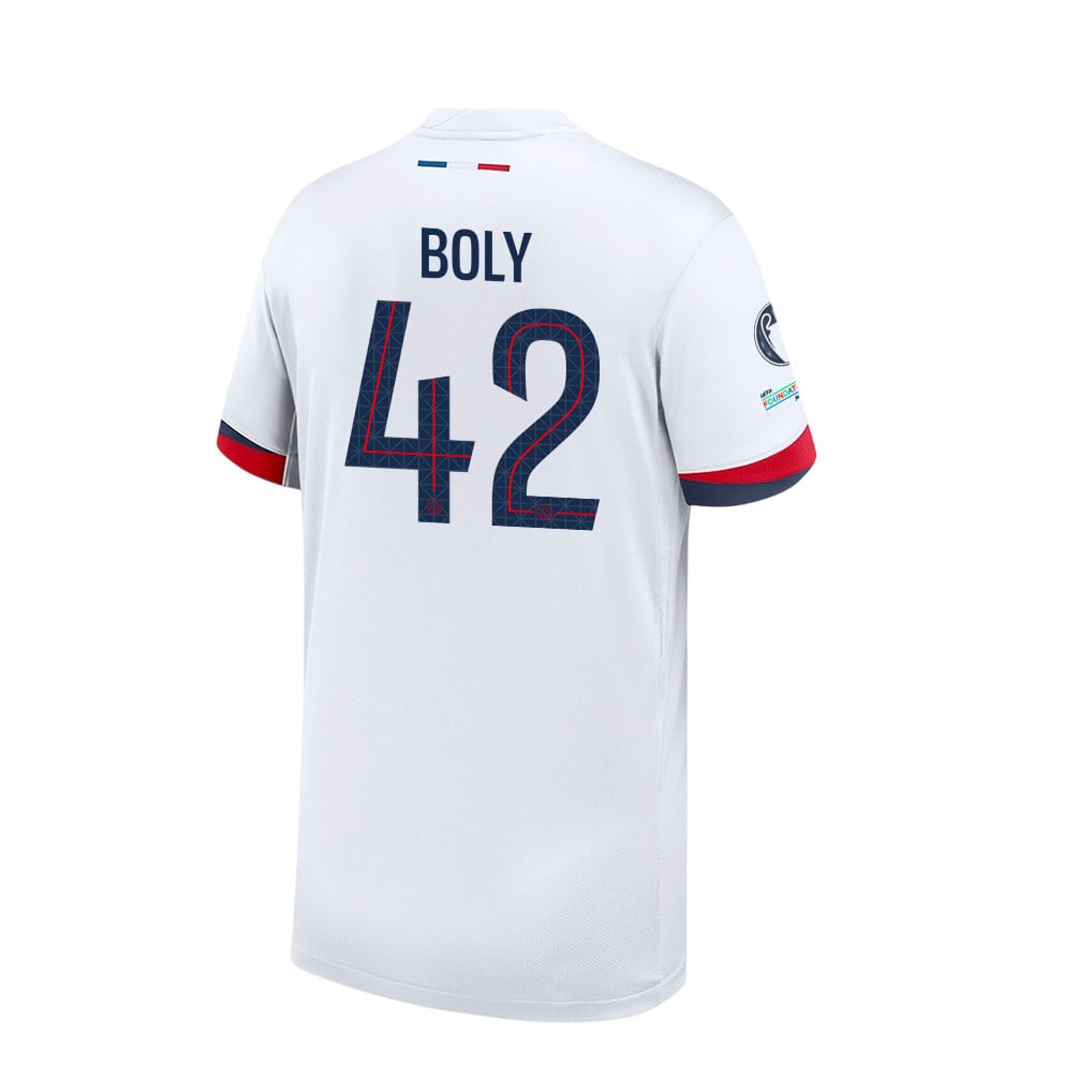 David Boly 42 Paris Saint-Germain 2025/26 Final Match Detail Away Jersey – YOUTH, White