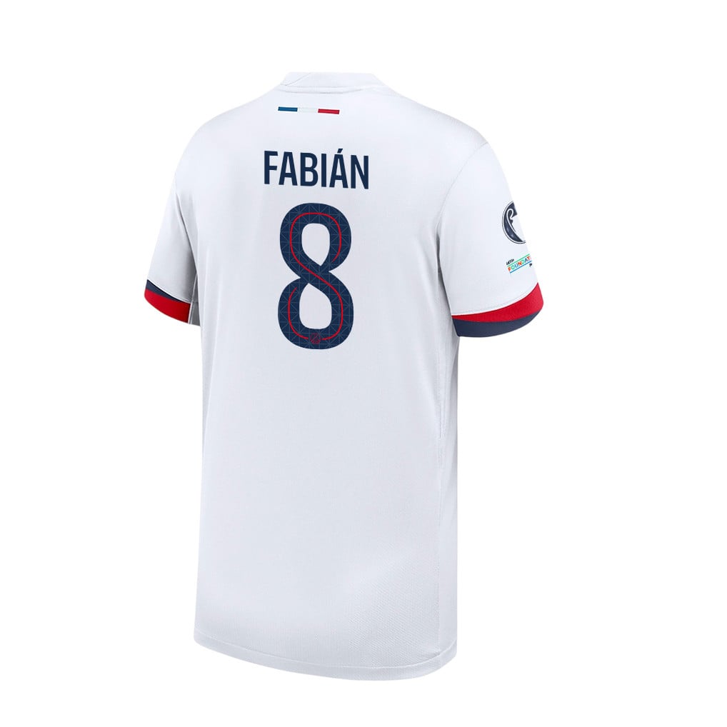 Fabián Ruiz 8 Paris Saint-Germain 2025/26 Final Match Detail Away Jersey – YOUTH, White