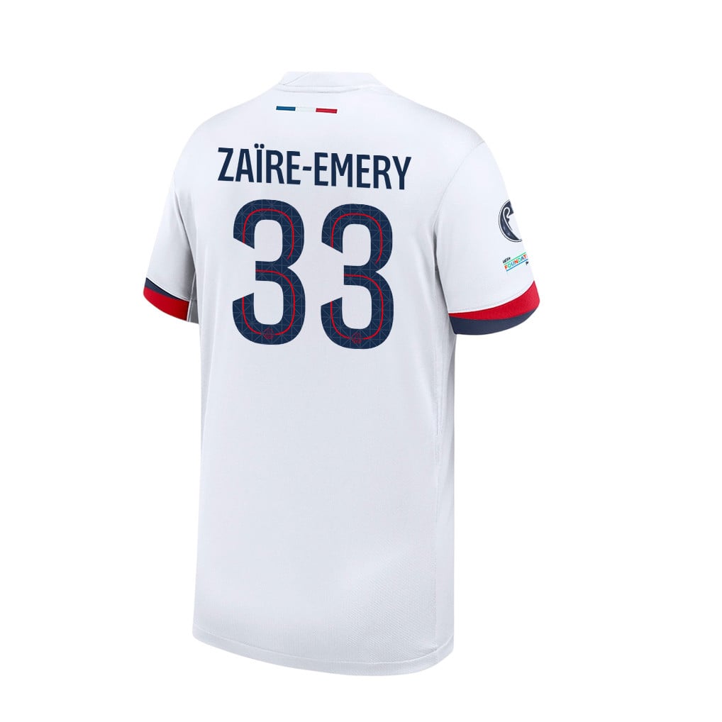 Warren Zaïre-Emery 33 Paris Saint-Germain 2025/26 Final Match Detail Away Jersey – YOUTH, White
