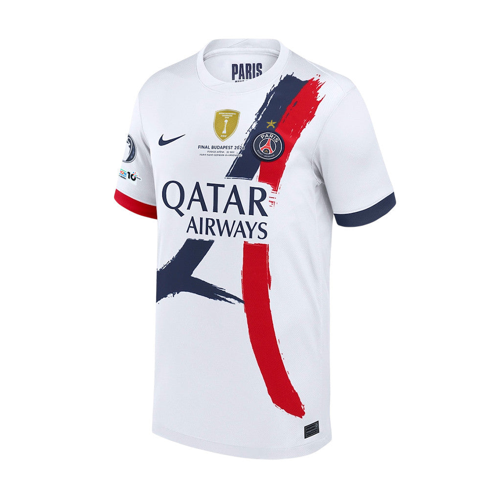 Khvicha Kvaratskhelia 7 Paris Saint-Germain 2025/26 Final Match Detail Away Jersey – YOUTH, White