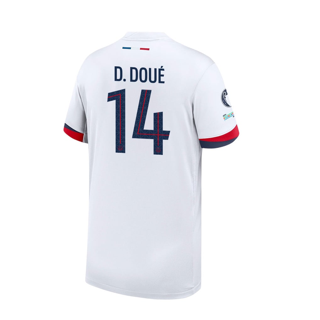 Désiré Doué 14 Paris Saint-Germain 2025/26 Final Match Detail Away Jersey – YOUTH, White