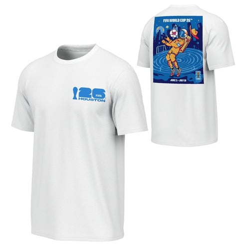 Houston FIFA World Cup 2026 Astronaut Poster Graphic T-Shirt - White