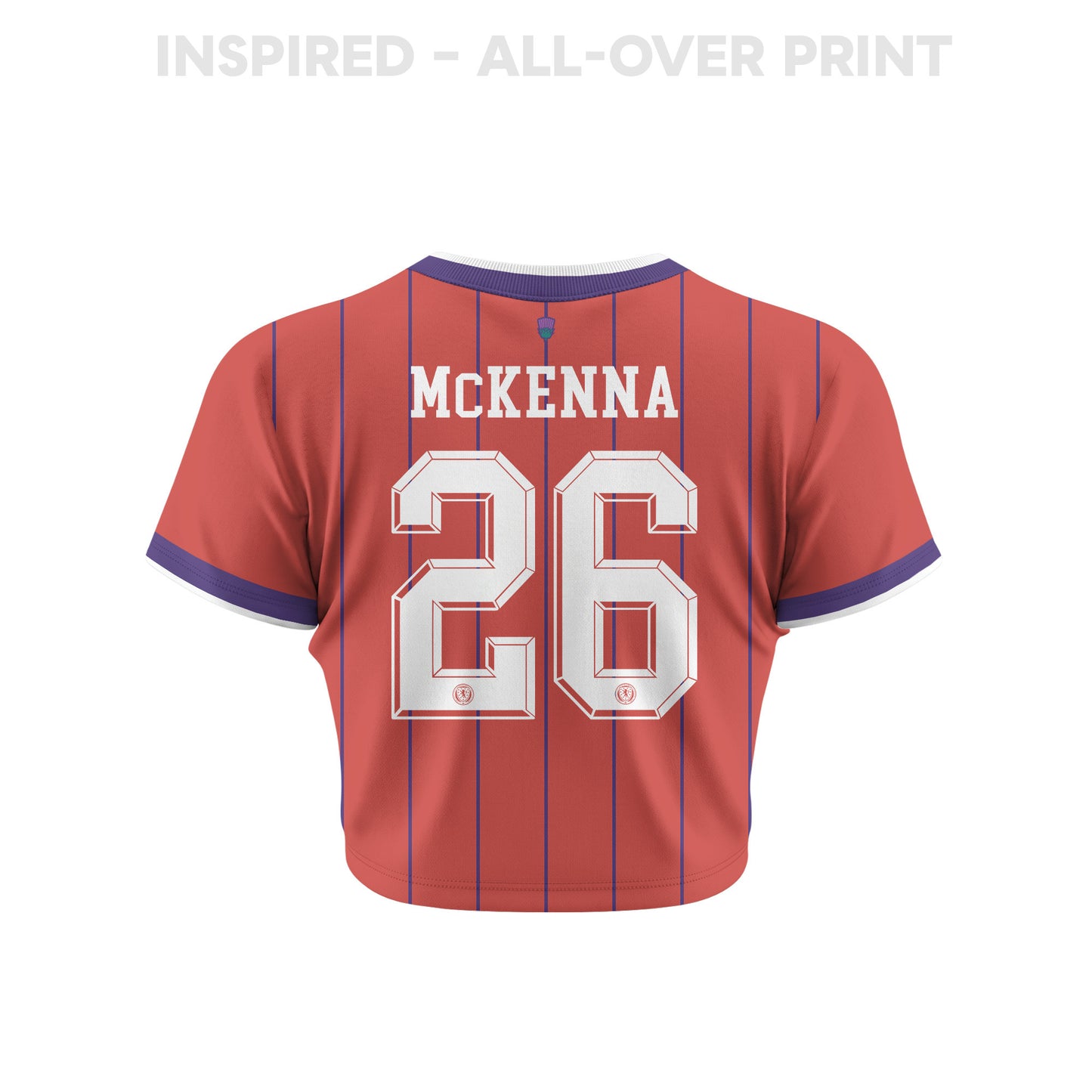 Scott McKenna 26 Scotland 2026 Women's Away All-Over Print Cropped Jersey - Red