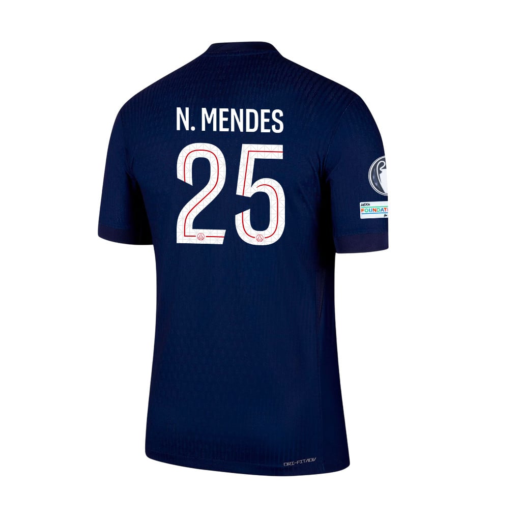 Nuno Mendes 25 Paris Saint-Germain 25/26 Final Match Detail Home Jersey – Men, Navy