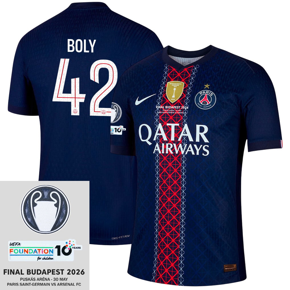 David Boly 42 Paris Saint-Germain 25/26 Final Match Detail Home Jersey – Men, Navy