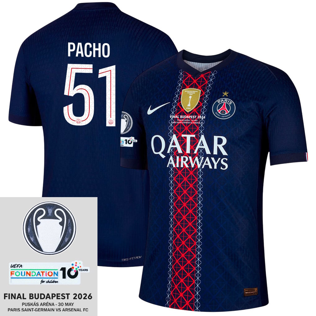 Willian Pacho 51 Paris Saint-Germain 25/26 Final Match Detail Home Jersey – Men, Navy