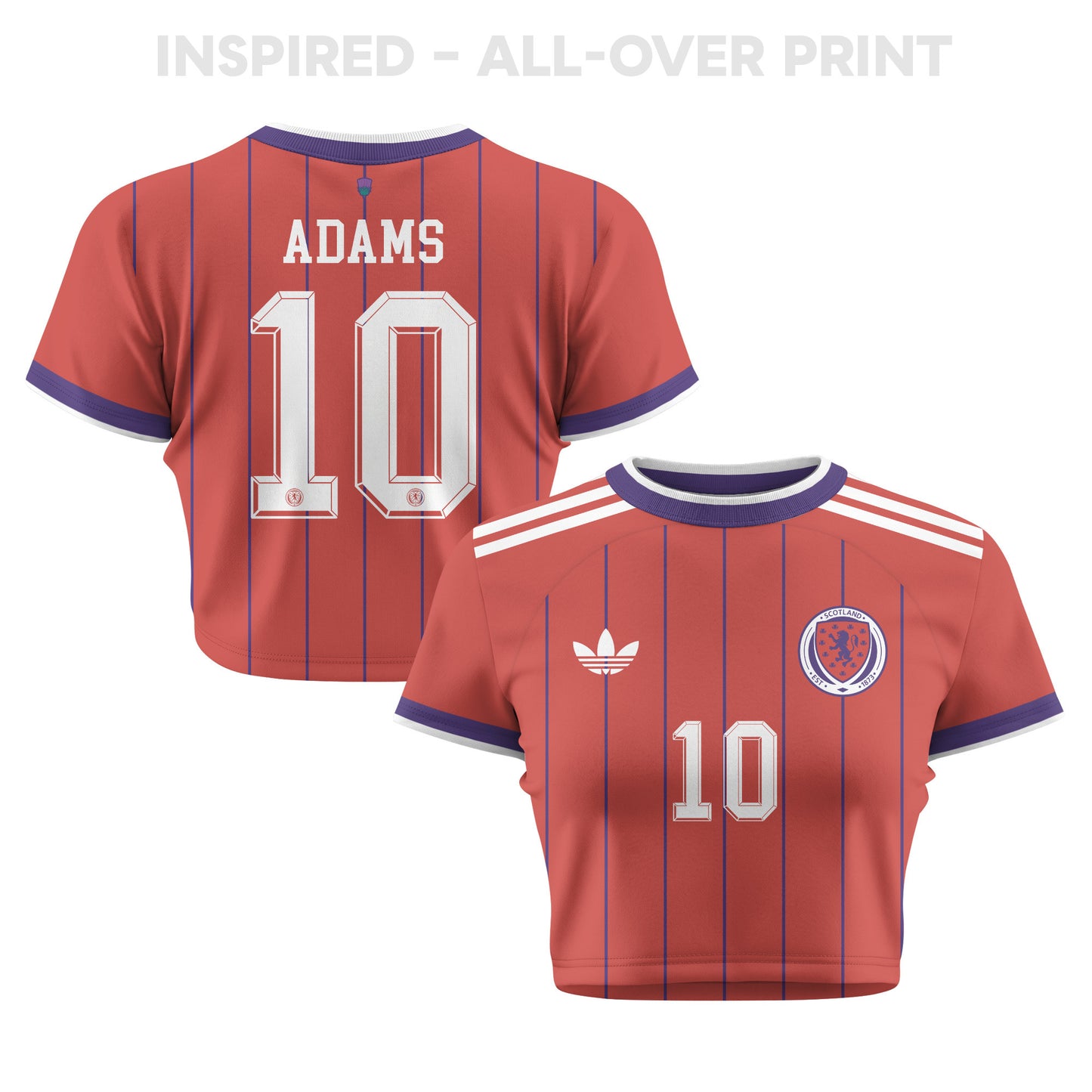 Che Adams 10 Scotland 2026 Women's Away All-Over Print Cropped Jersey - Red