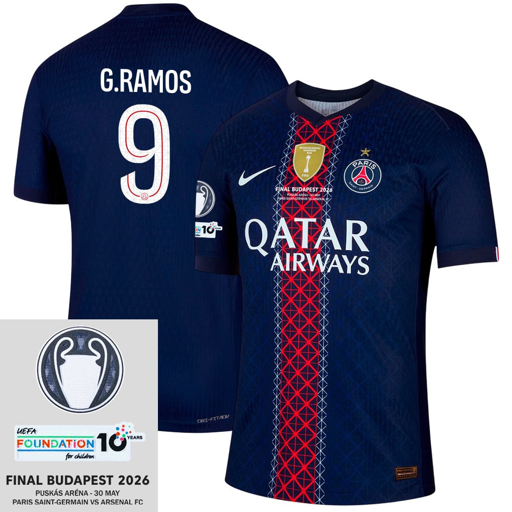 Gonçalo Ramos 9 Paris Saint-Germain 25/26 Final Match Detail Home Jersey – Men, Navy