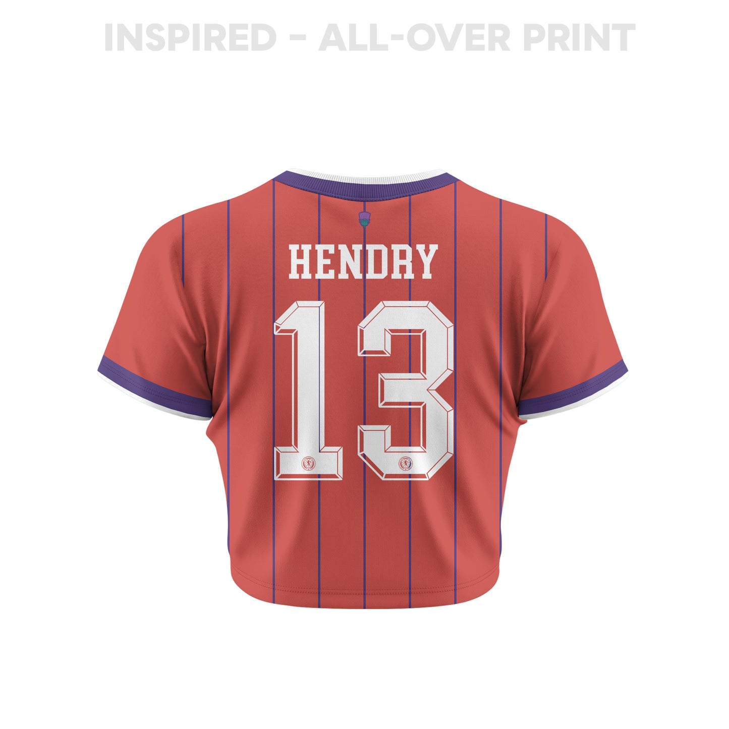 Jack Hendry 13 Scotland 2026 Women's Away All-Over Print Cropped Jersey - Red