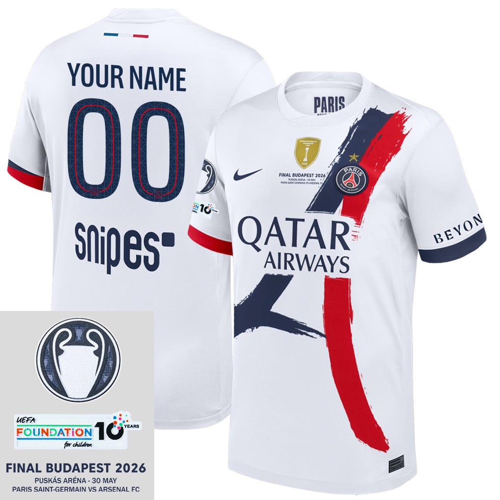 Paris Saint-Germain 25/26 Final Match Detail Custom Name Away Jersey – Men, White