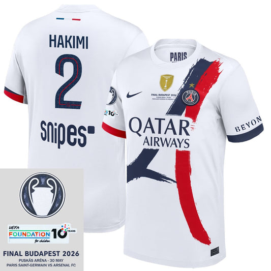 Achraf Hakimi 2 Paris Saint-Germain 25/26 Final Match Detail Away Jersey – Men, White
